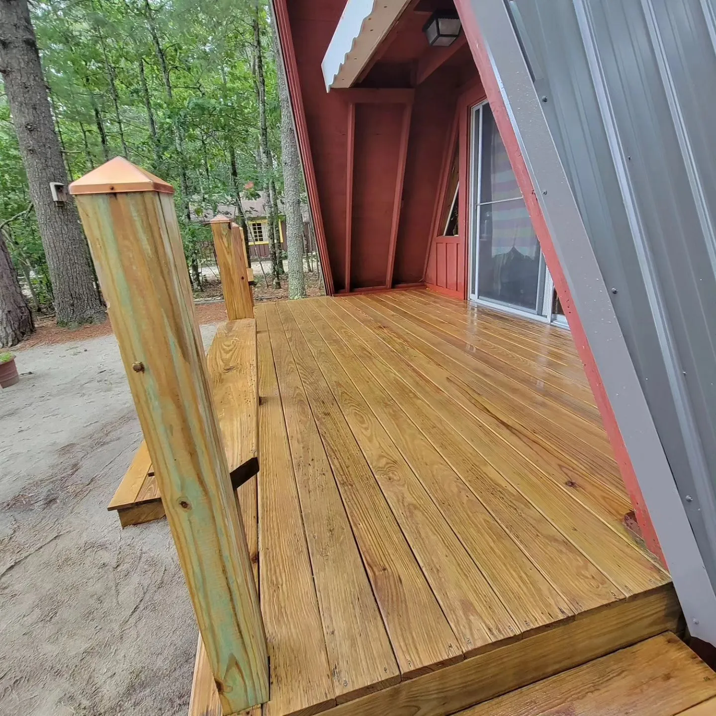 A restored Maine deck after a fresh stain